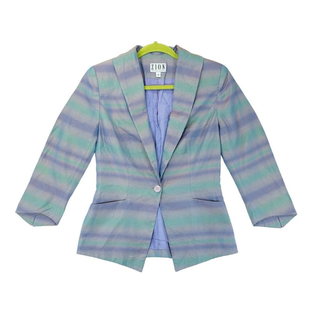 Vintage Zion New York Button Front Blazer Jacket Neon‎ Iridescent Purple Size 4